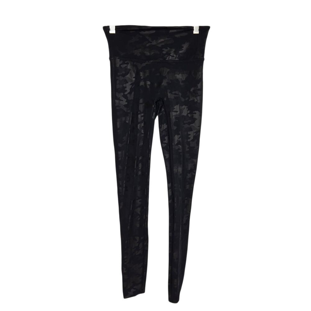 Spanx Black Camo Leggings Stretch Slimming High Rise Stretch Women Small - Picture 3 of 12